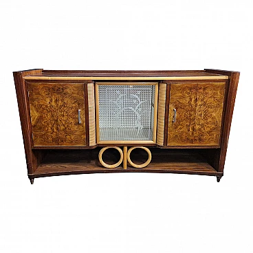 Art Deco sideboard in walnut & beech with two doors, 1930s