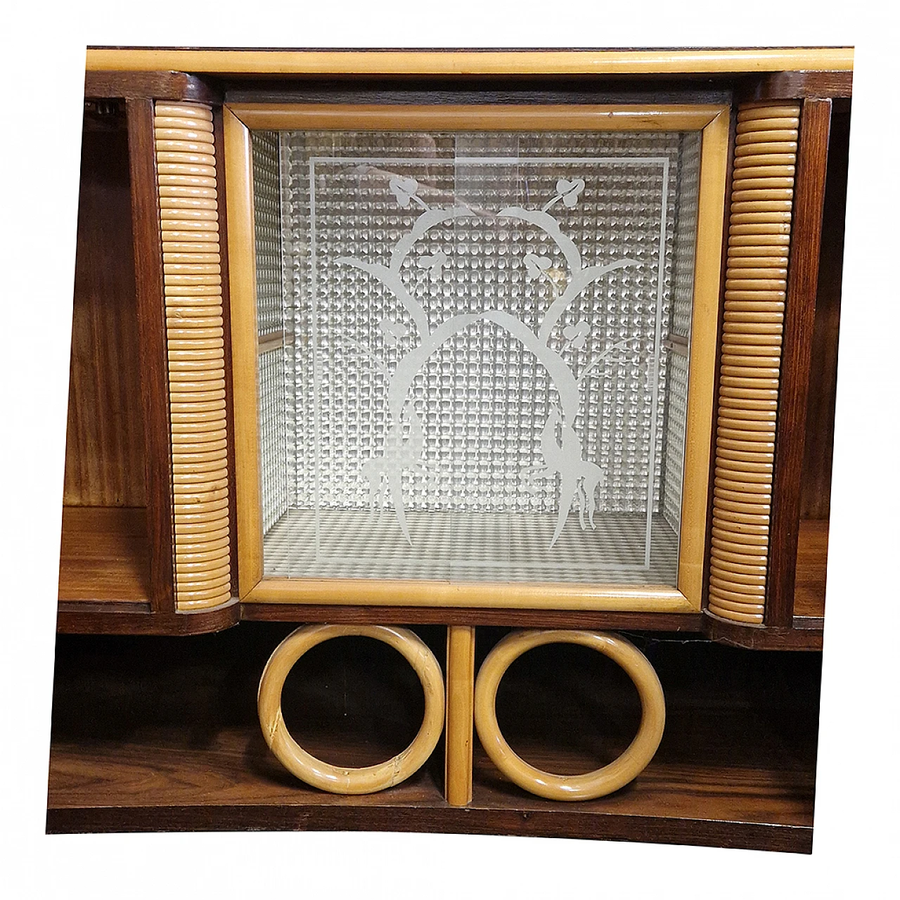 Art Deco sideboard in walnut & beech with two doors, 1930s 5