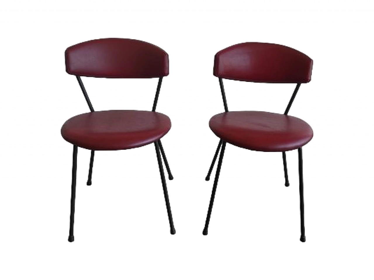 Pair of red leather chairs by Arflex, 1960s 12