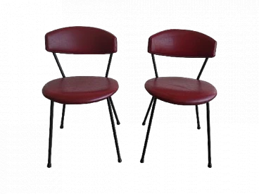 Pair of red leather chairs by Arflex, 1960s