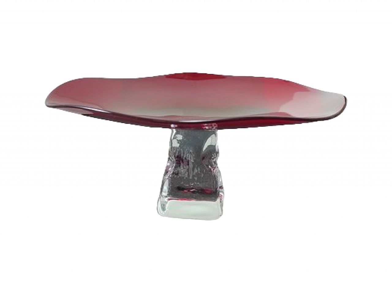 Red & transparent Murano glass cake stand by Cleto Munari, 2000s 5
