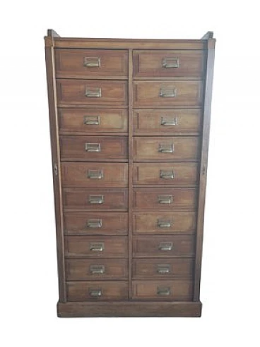 File cabinet in oak wood with brass handles, 1960s