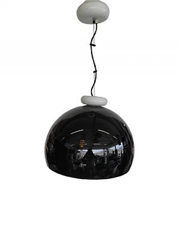 Ceiling lamp in black & white Murano glass, 1985