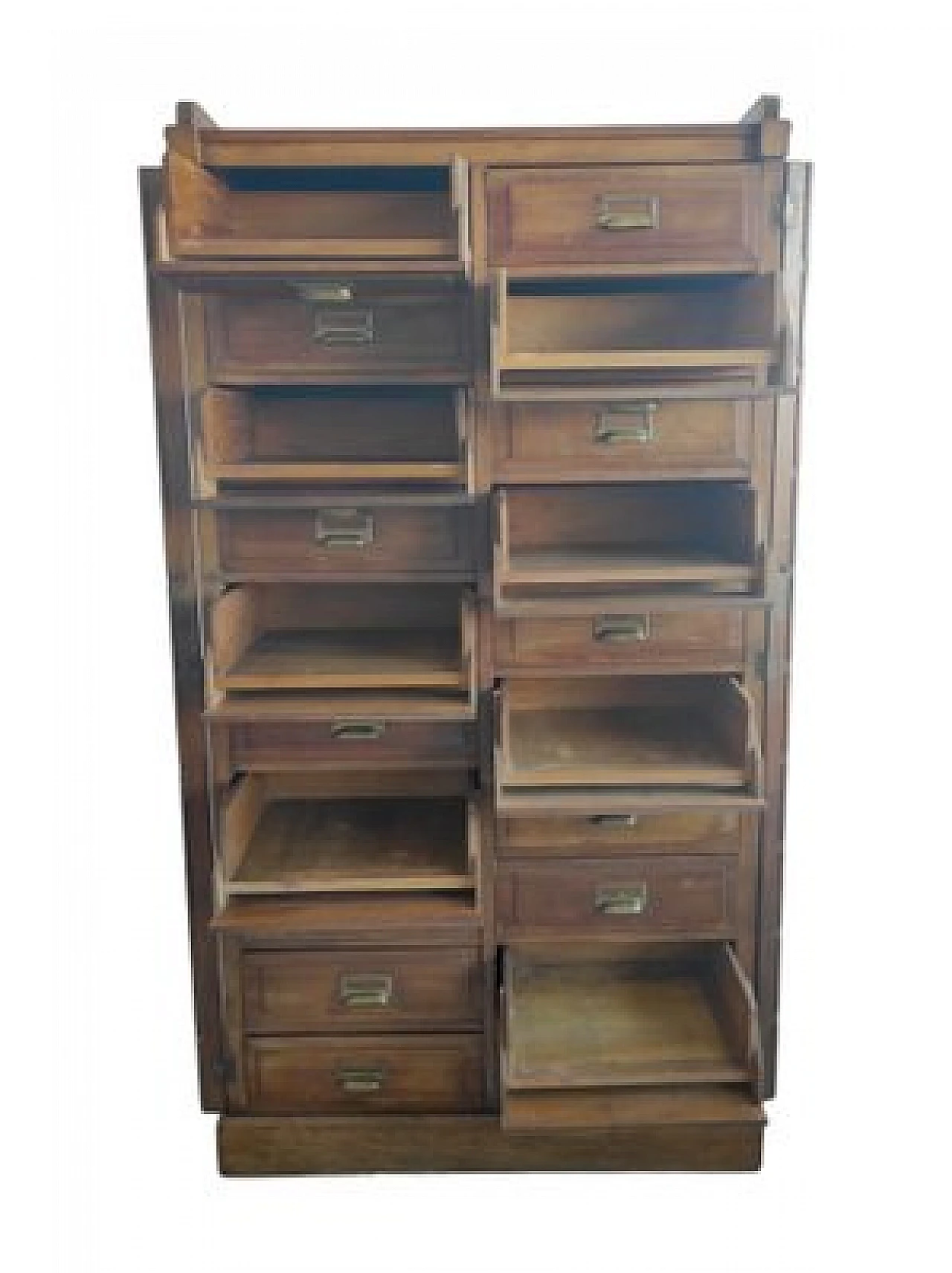 File cabinet in oak wood with brass handles, 1960s 8