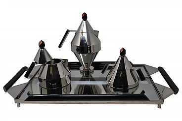 Coffee service in steel by Montagnani for Baccola Punto, 1970s
