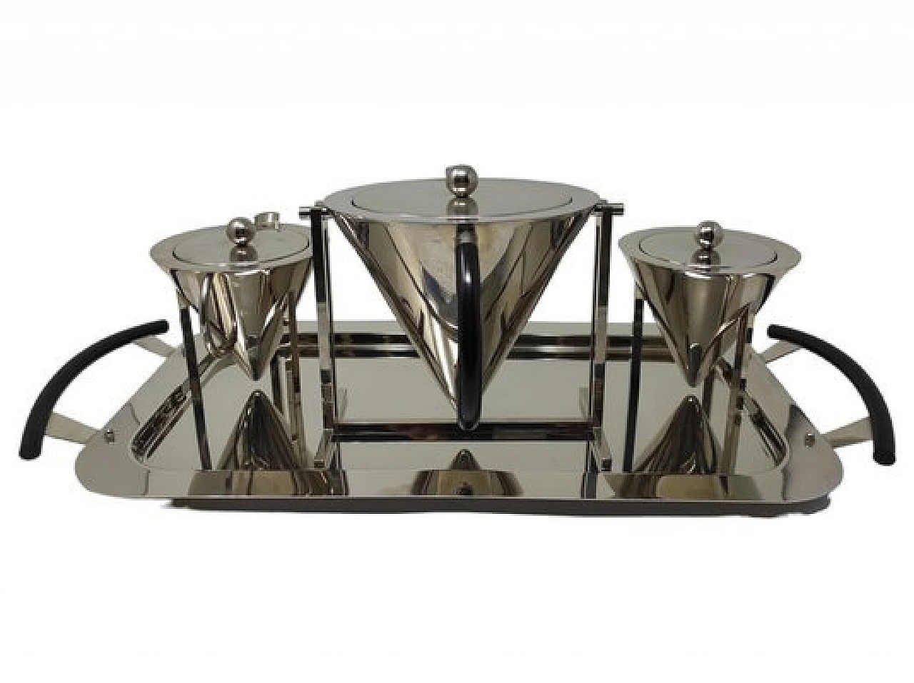 Steel coffee service by Punto Bacola for Montagnani, 1960s 3