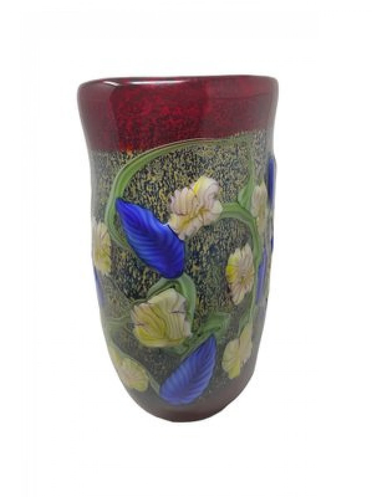 Vase in Murano glass with floral motifs by Toso, 1980s 2