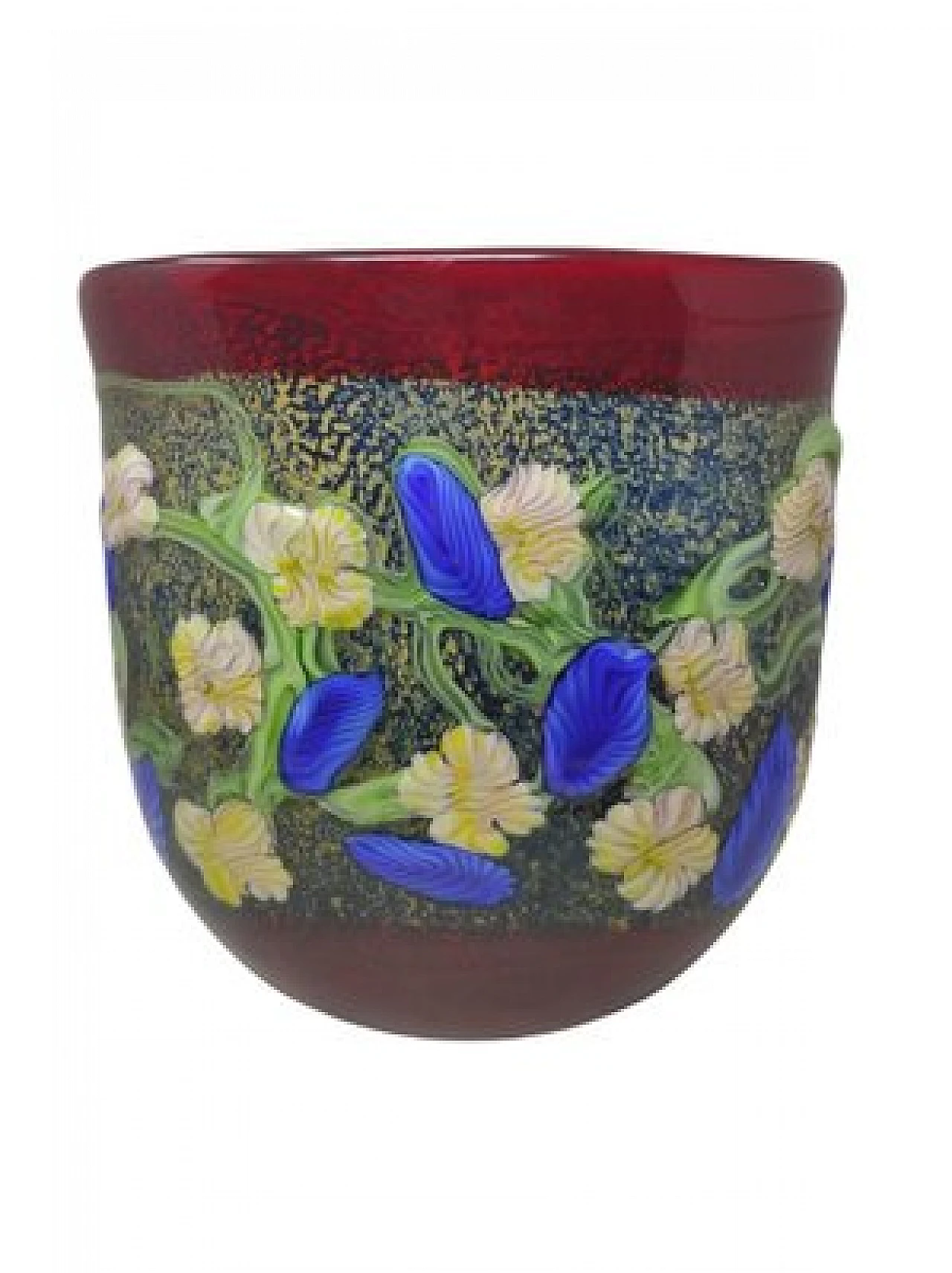 Vase in Murano glass with floral motifs by Toso, 1980s 3