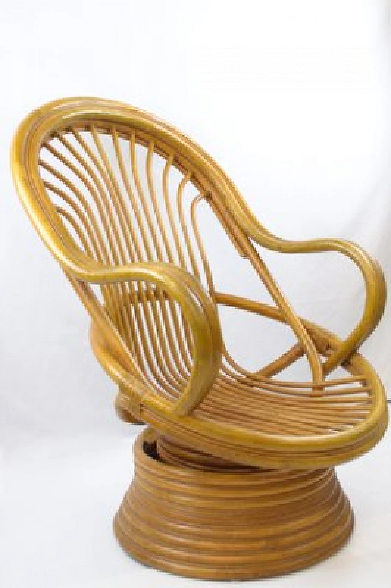 Bamboo swivel rocking chair with armrests, 1970s 2