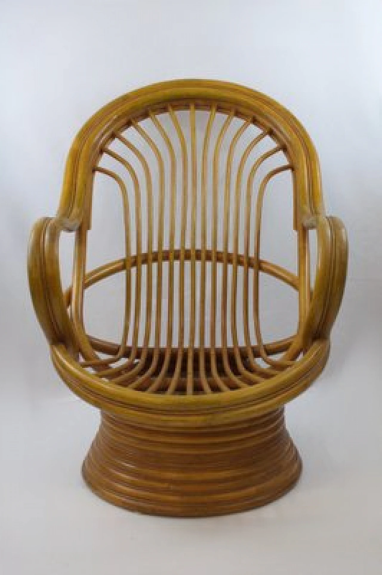 Bamboo swivel rocking chair with armrests, 1970s 3