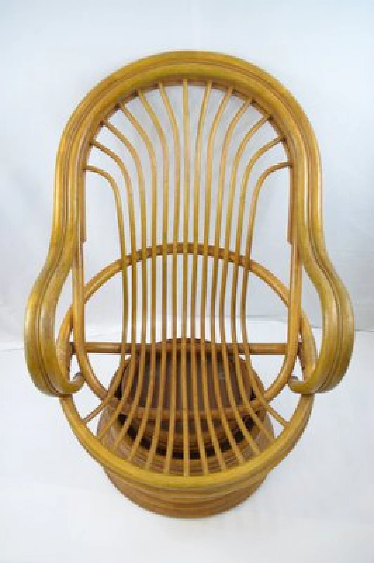 Bamboo swivel rocking chair with armrests, 1970s 4