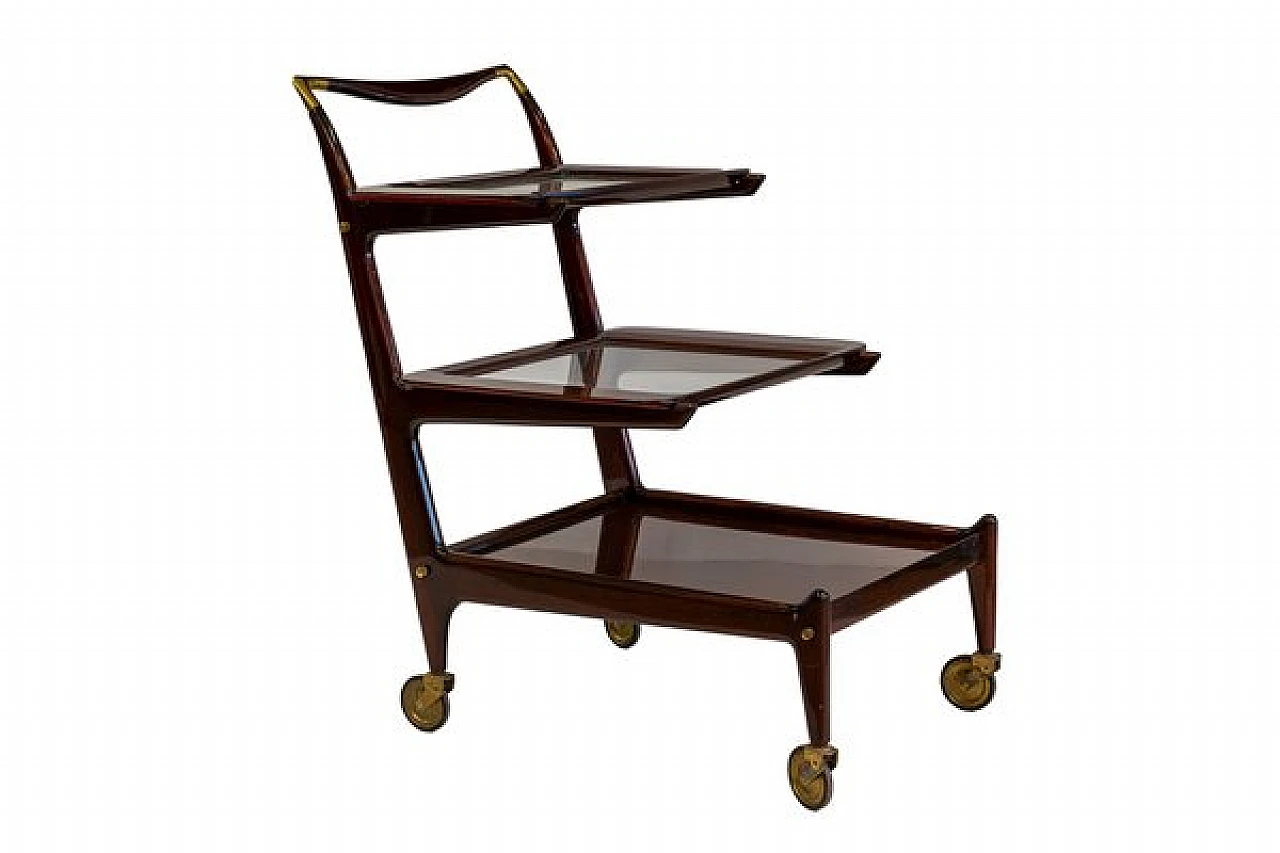 Mahogany & brass bar cart by I. Parisi for A. De Baggis, 1952 2