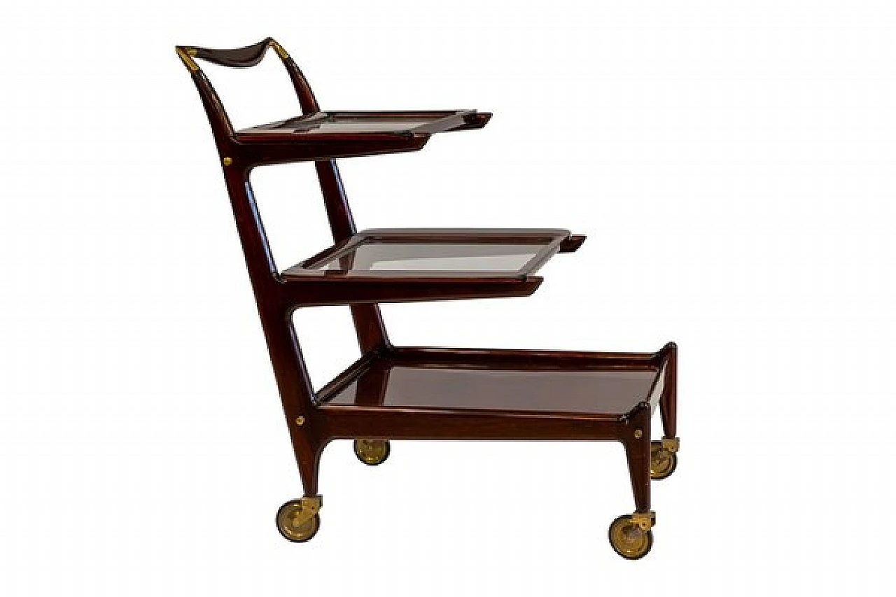 Mahogany & brass bar cart by I. Parisi for A. De Baggis, 1952 3