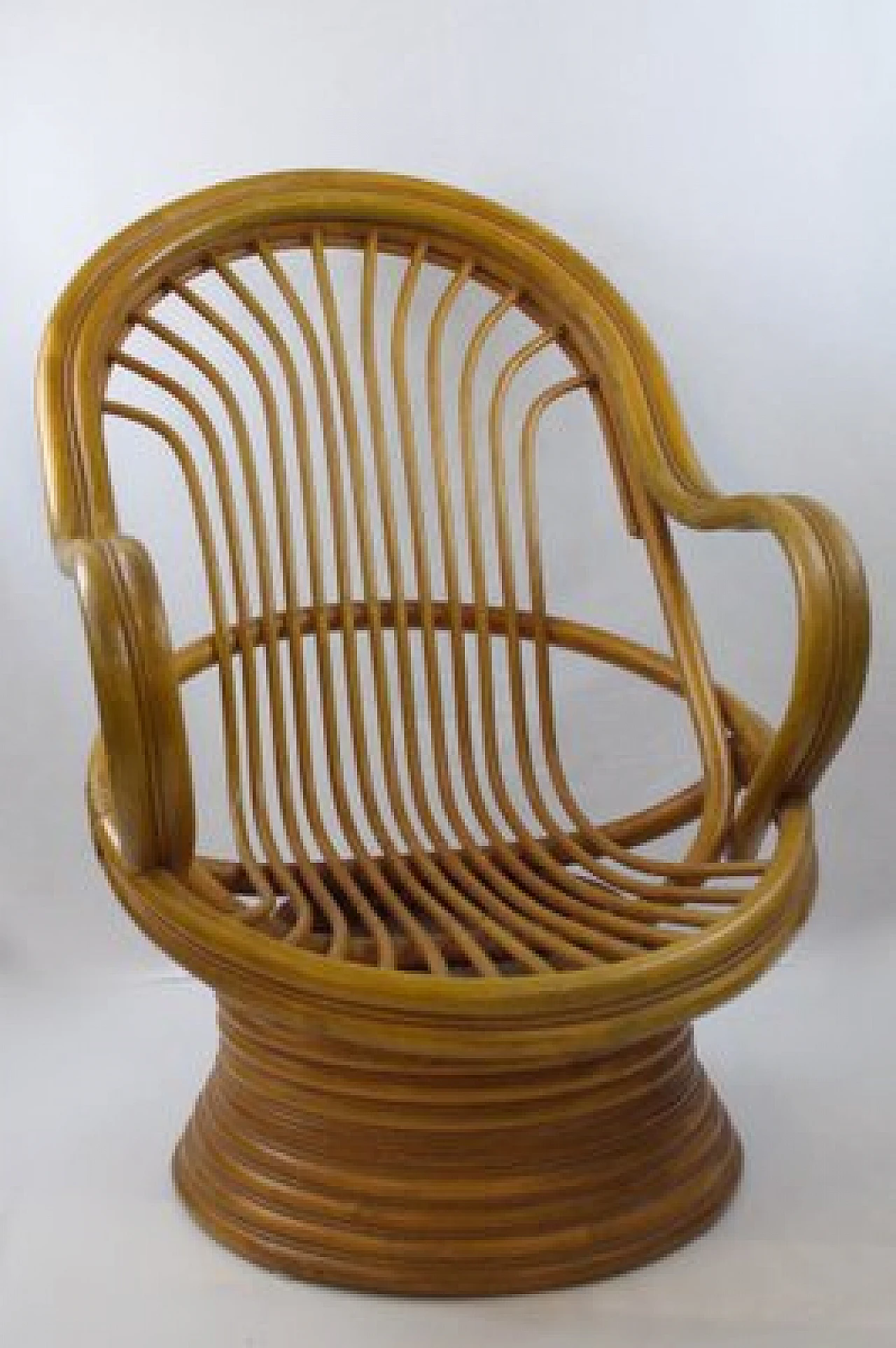Bamboo swivel rocking chair with armrests, 1970s 6