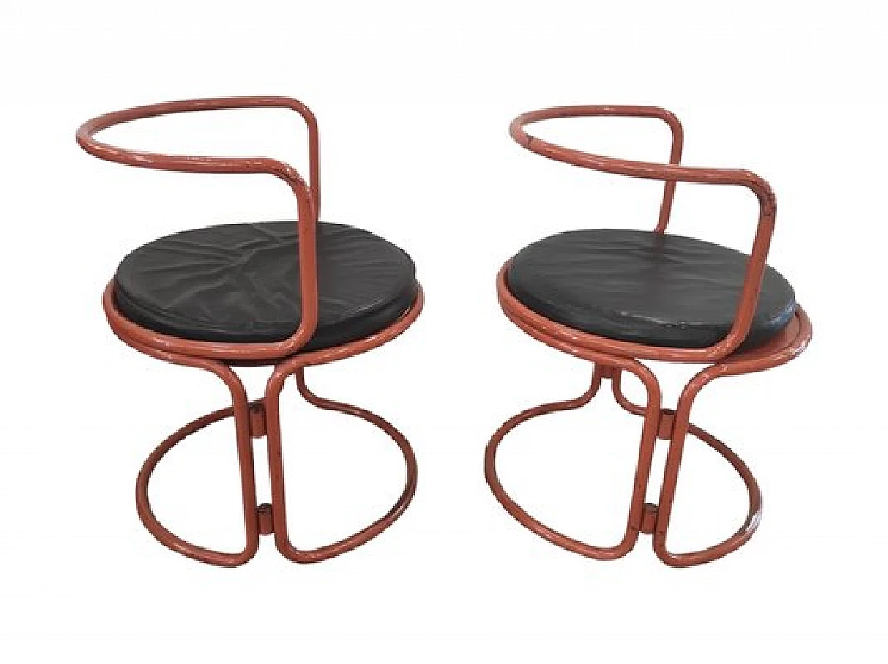 Pair of garden chairs in red metal by Gae Aulenti, 1960s 1