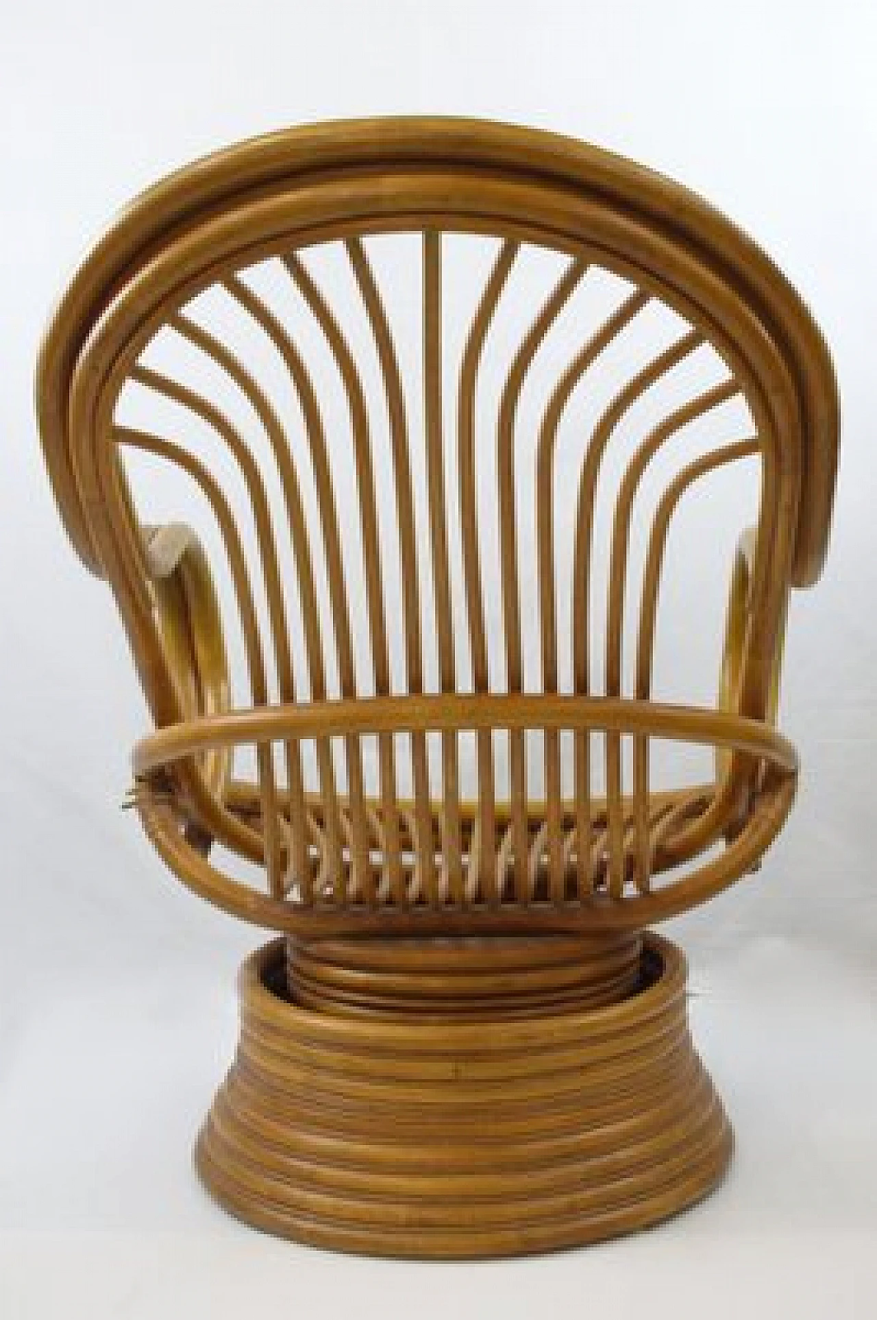 Bamboo swivel rocking chair with armrests, 1970s 7
