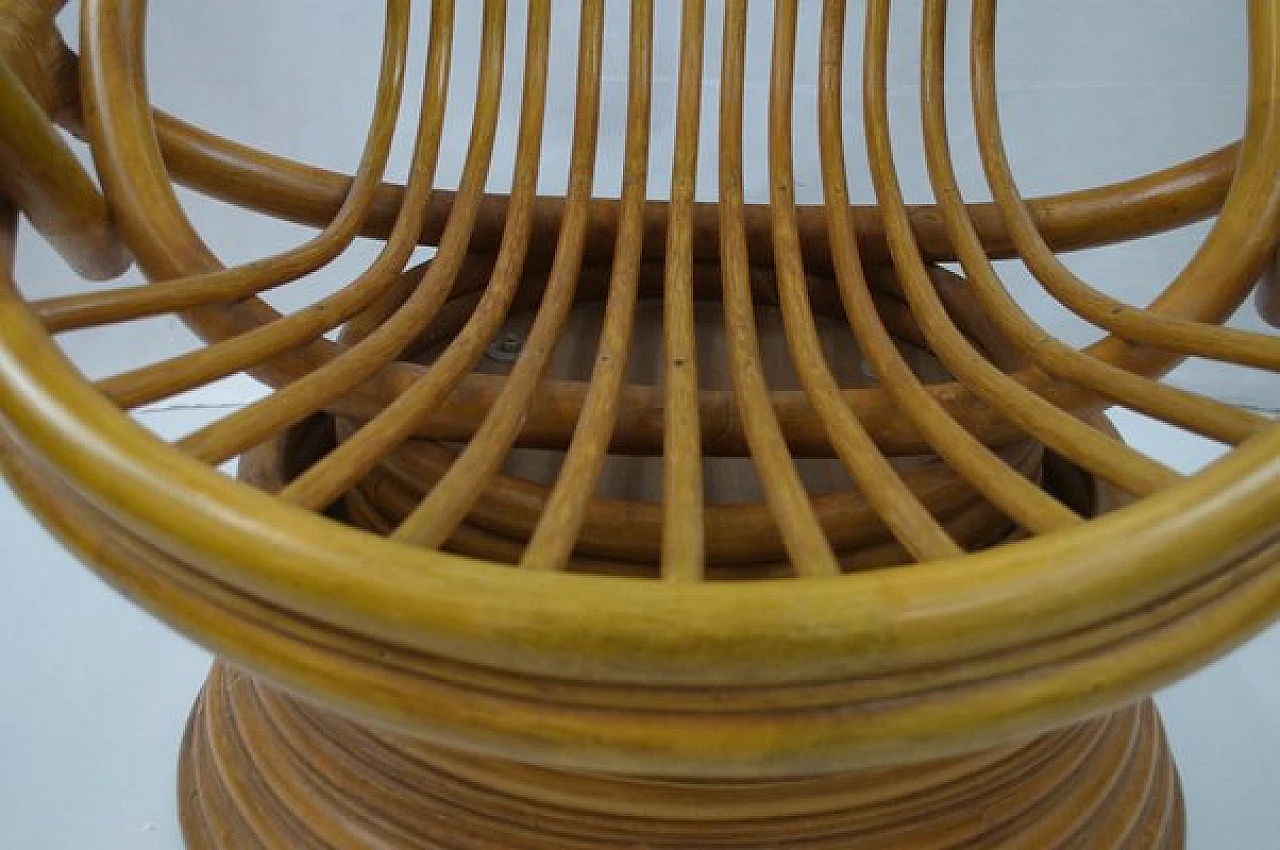 Bamboo swivel rocking chair with armrests, 1970s 8
