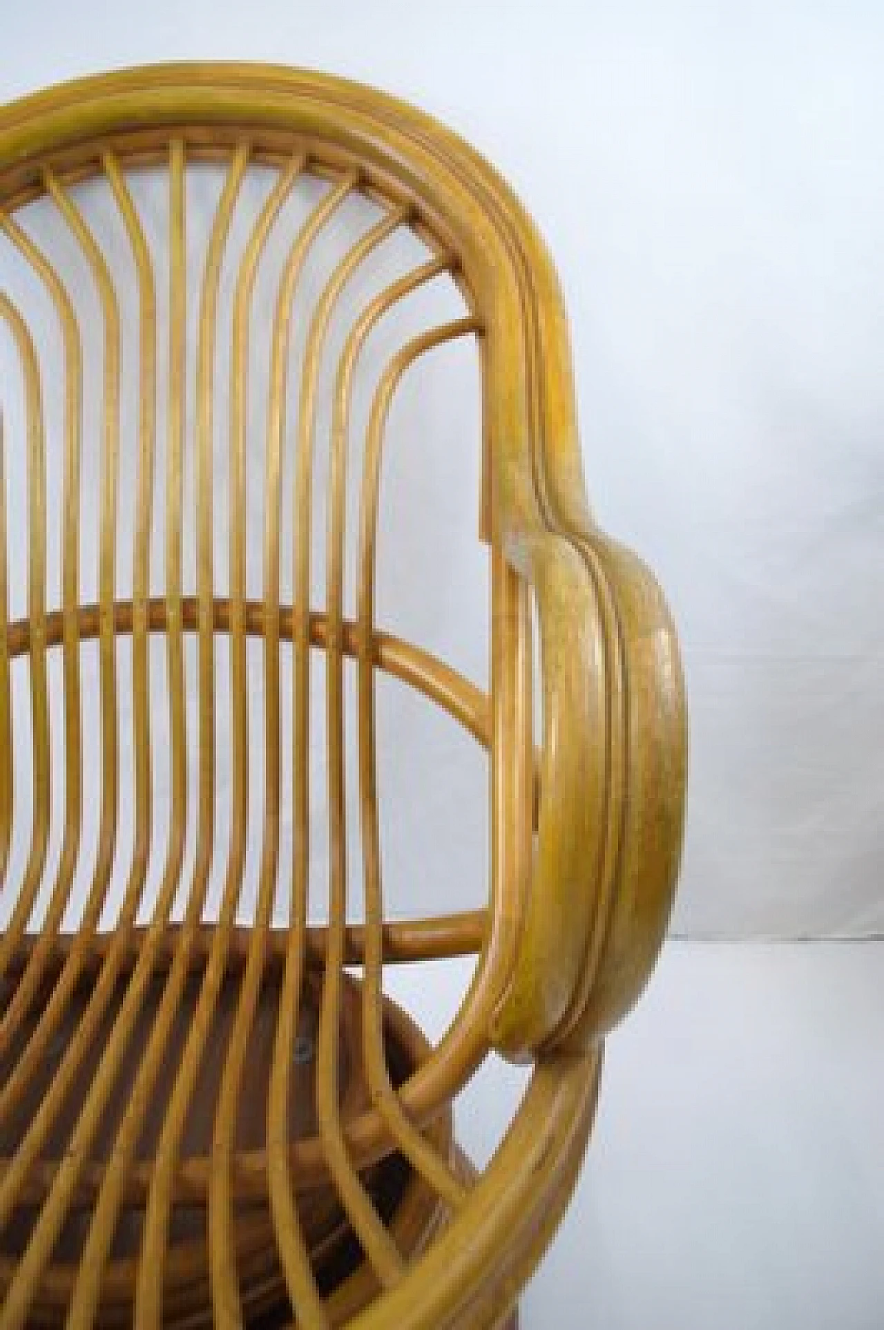 Bamboo swivel rocking chair with armrests, 1970s 9