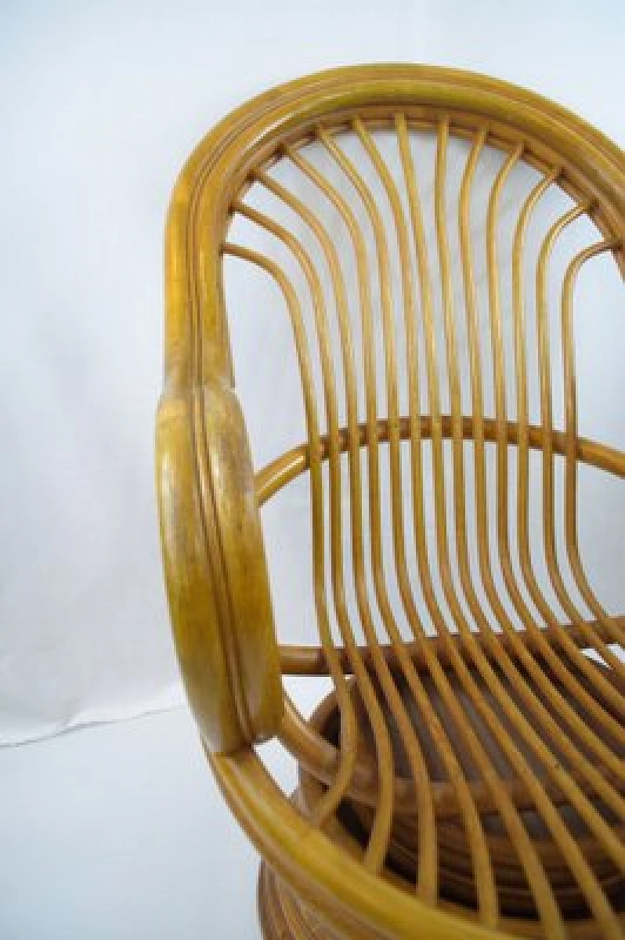 Bamboo swivel rocking chair with armrests, 1970s 10