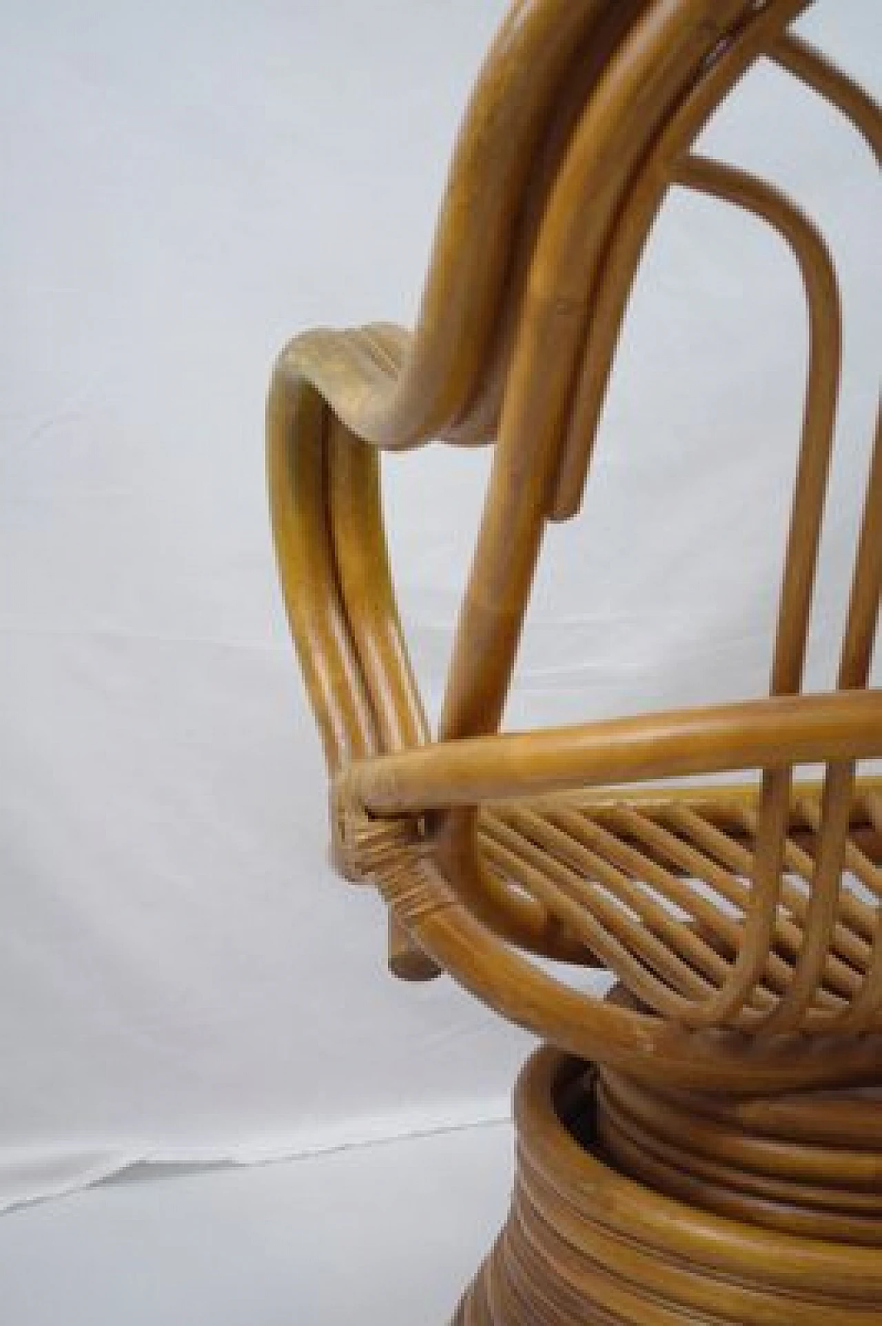 Bamboo swivel rocking chair with armrests, 1970s 11