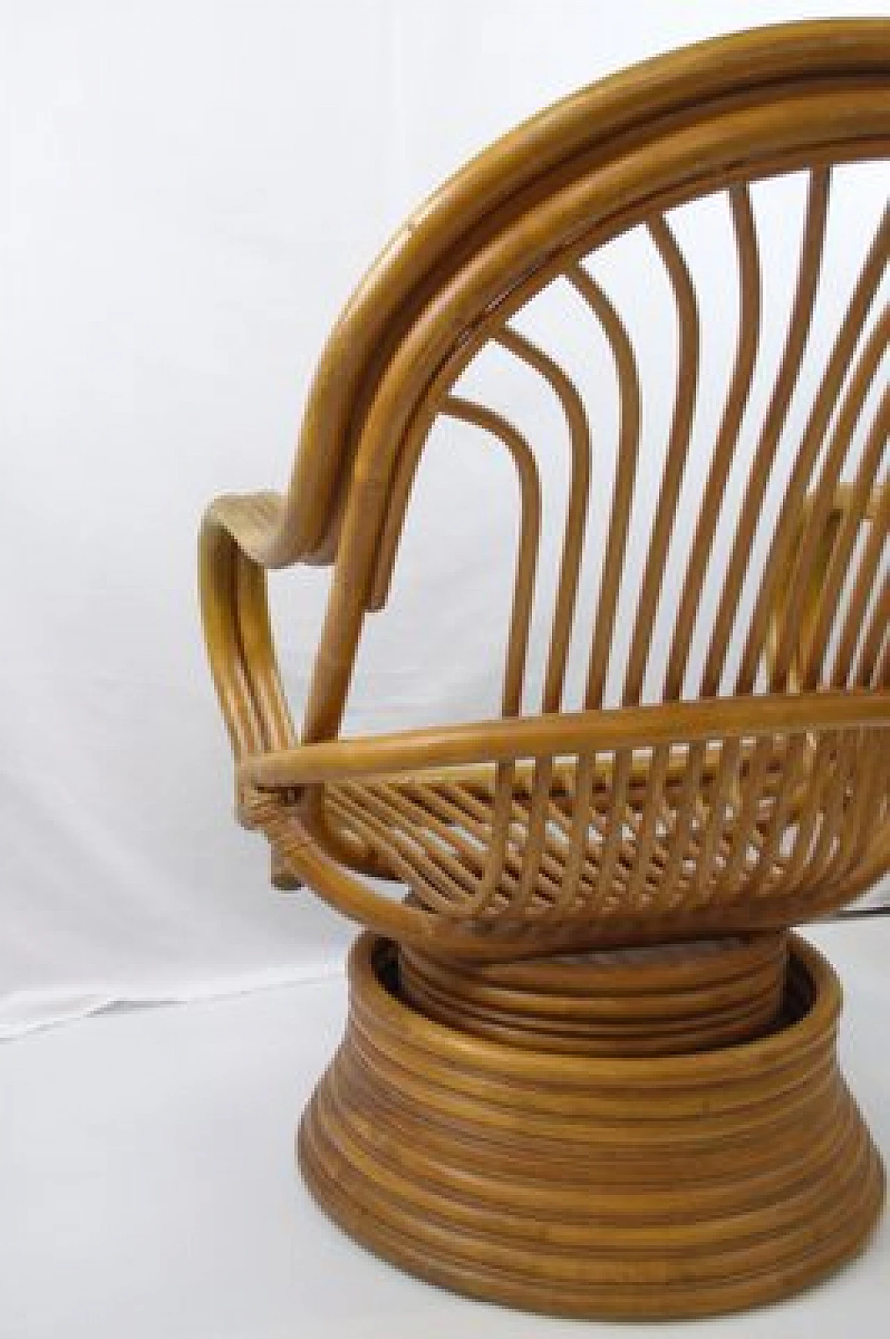 Bamboo swivel rocking chair with armrests, 1970s 15