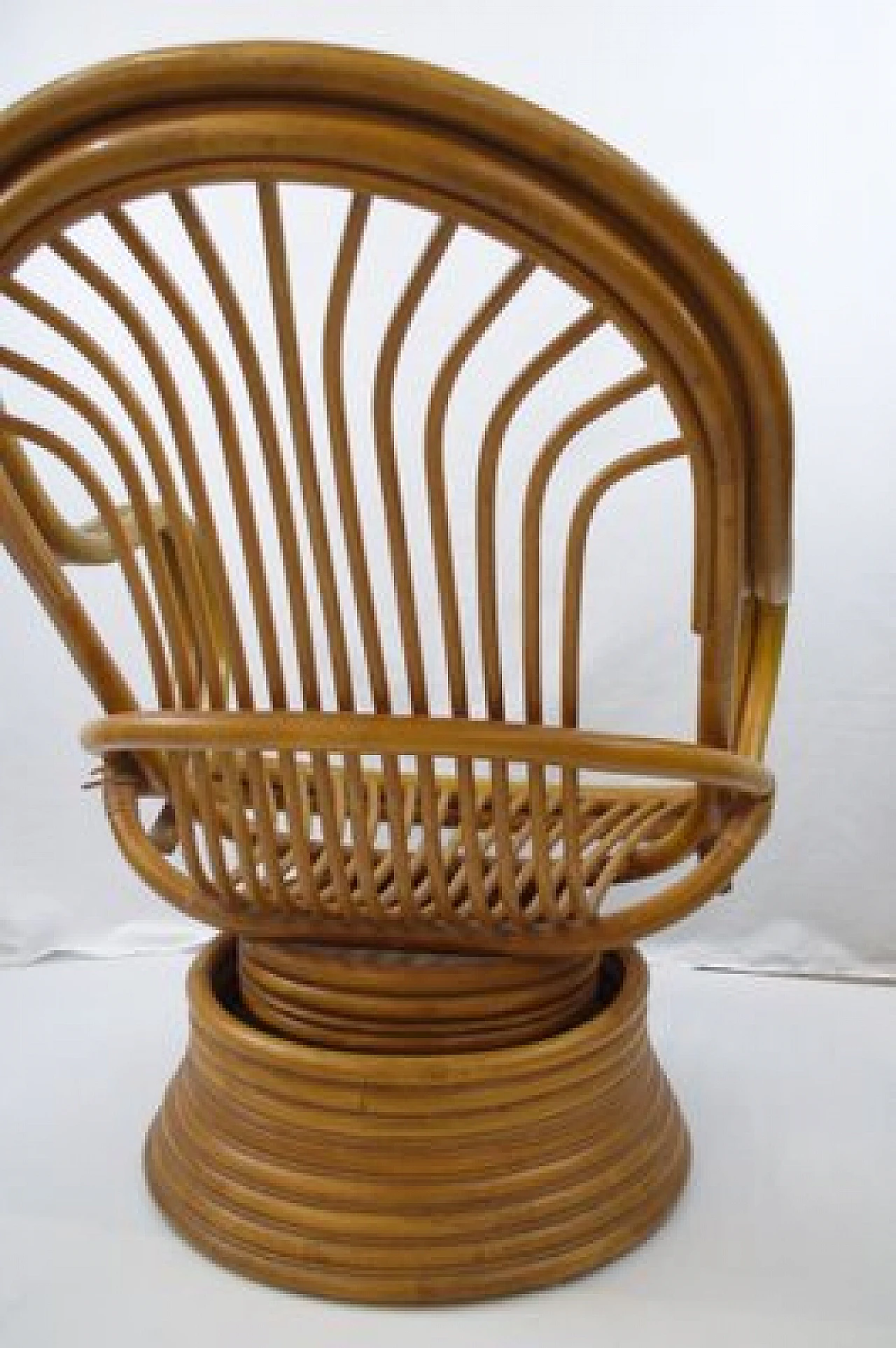 Bamboo swivel rocking chair with armrests, 1970s 16