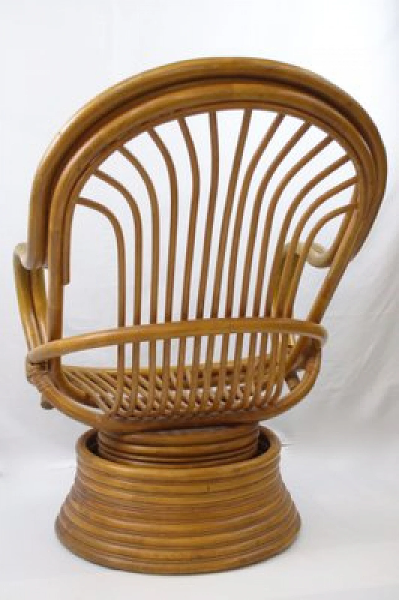 Bamboo swivel rocking chair with armrests, 1970s 17