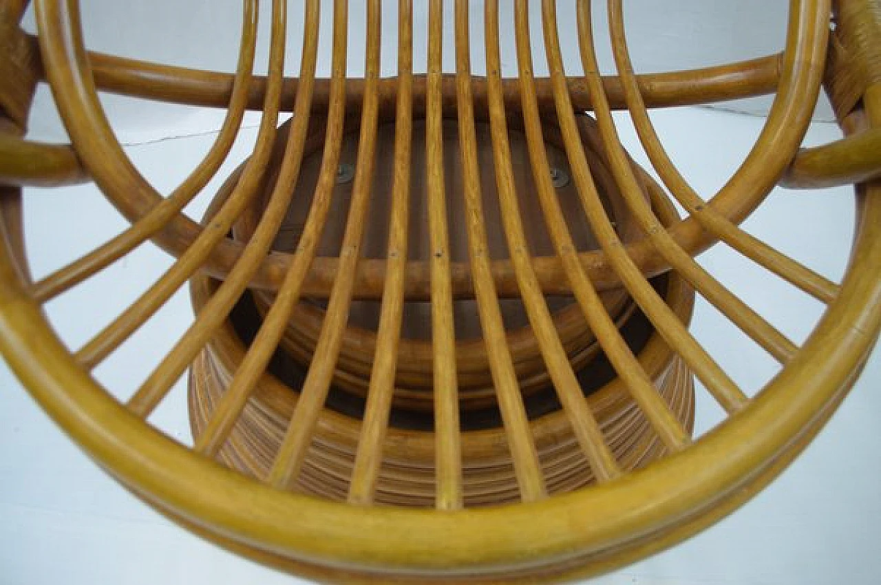 Bamboo swivel rocking chair with armrests, 1970s 18