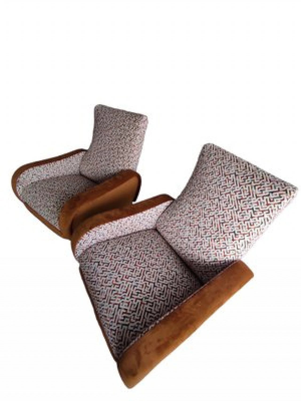 Pair of reclining armchairs in velvet and metal, 1960s 2