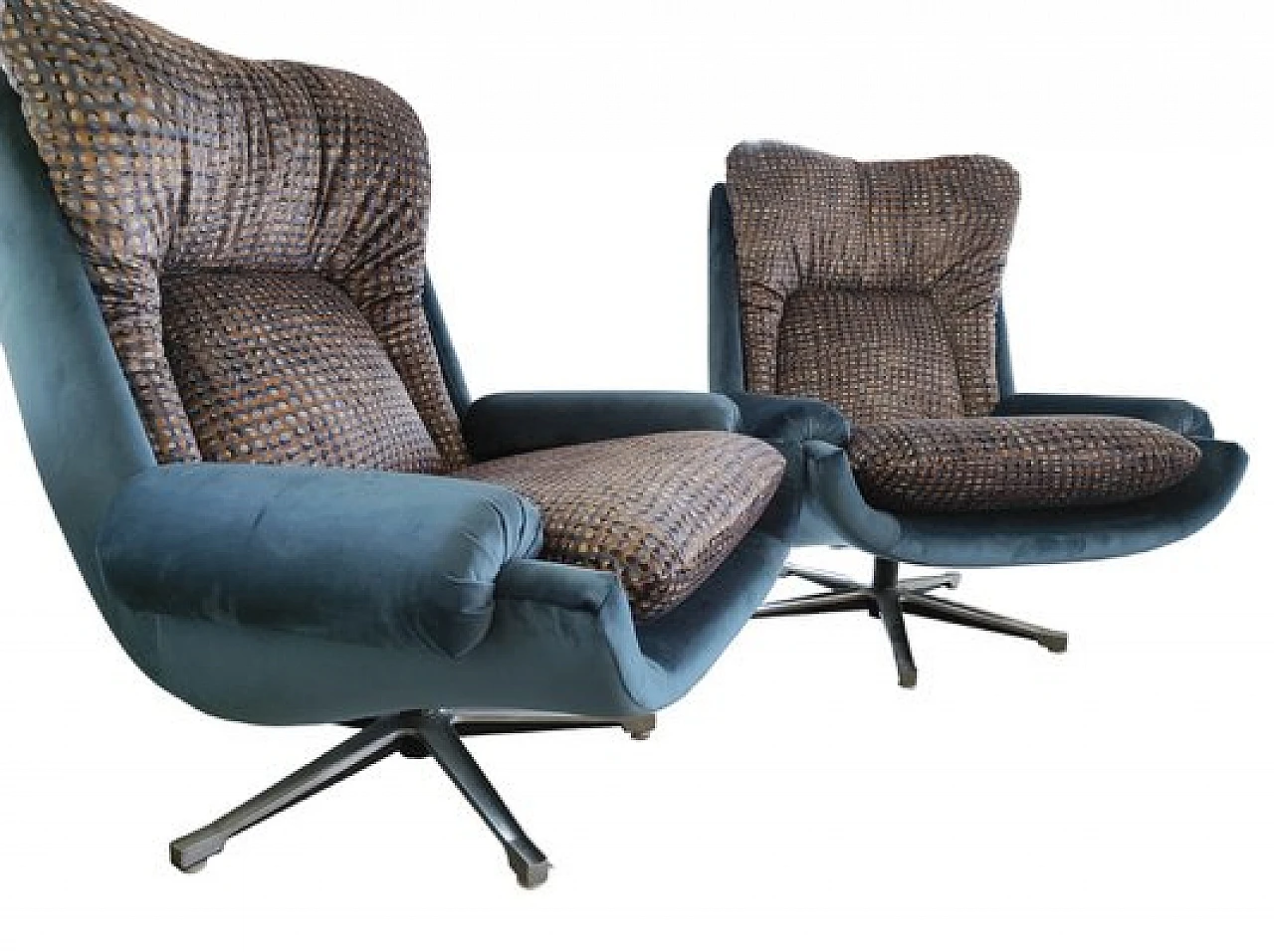 Pair of swivel lounge chairs by André Vandenbeuck for	Strässle, 1960s 7