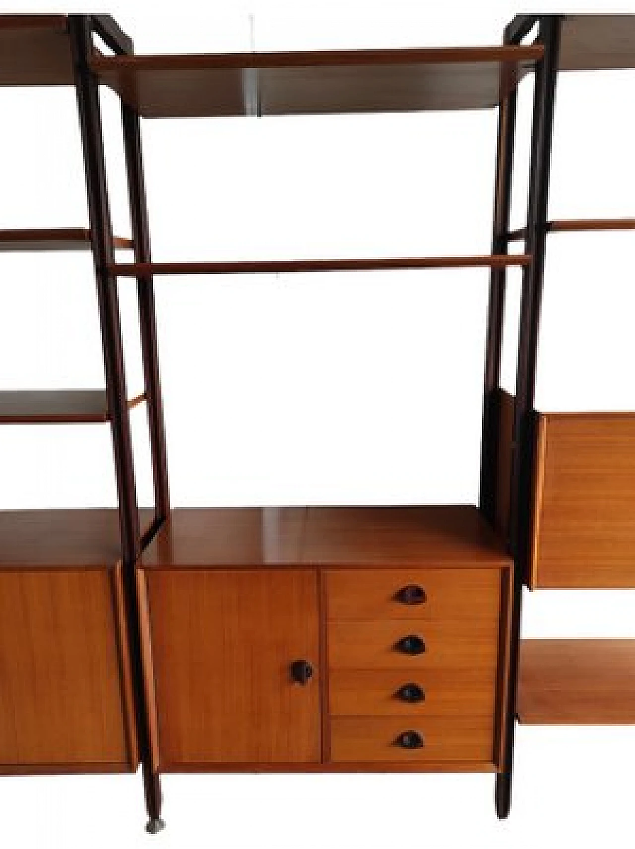 Teak bookcase with drawers & flap desk by George Coslin, 1960s 3