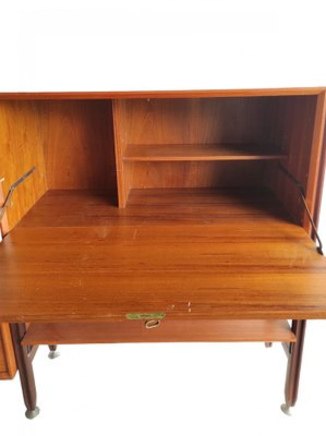 Teak bookcase with drawers & flap desk by George Coslin, 1960s 8