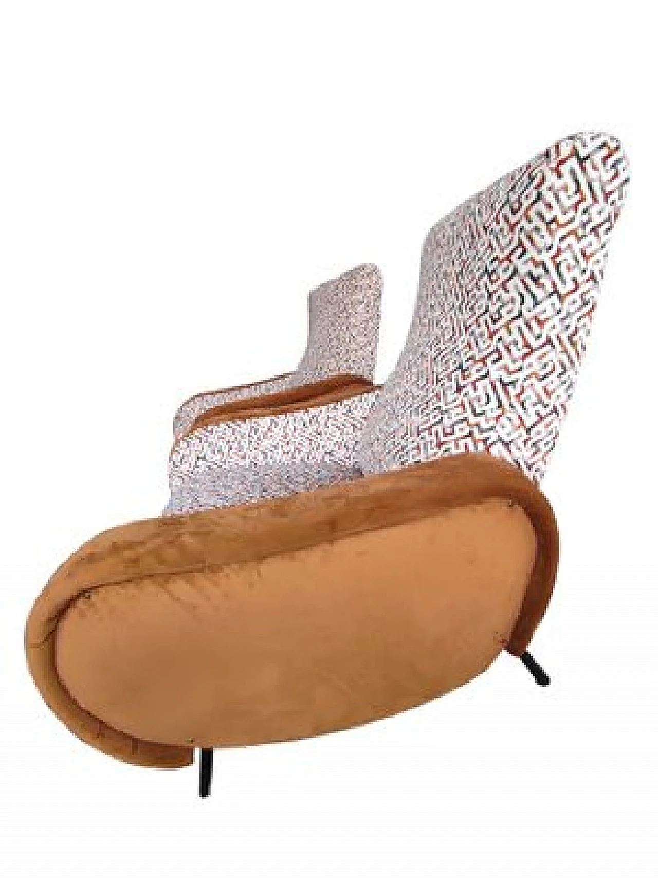 Pair of reclining armchairs in velvet and metal, 1960s 12