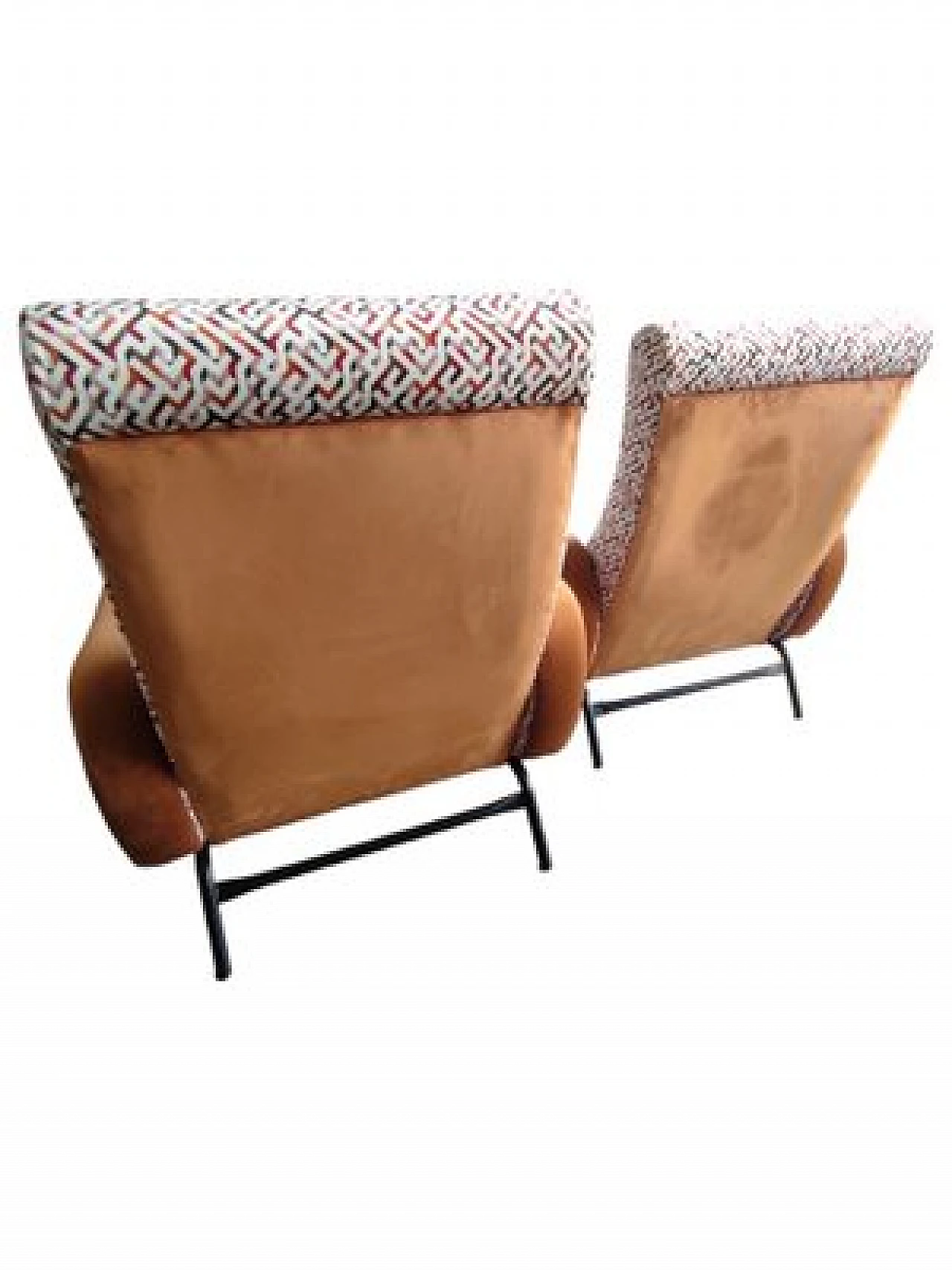 Pair of reclining armchairs in velvet and metal, 1960s 13