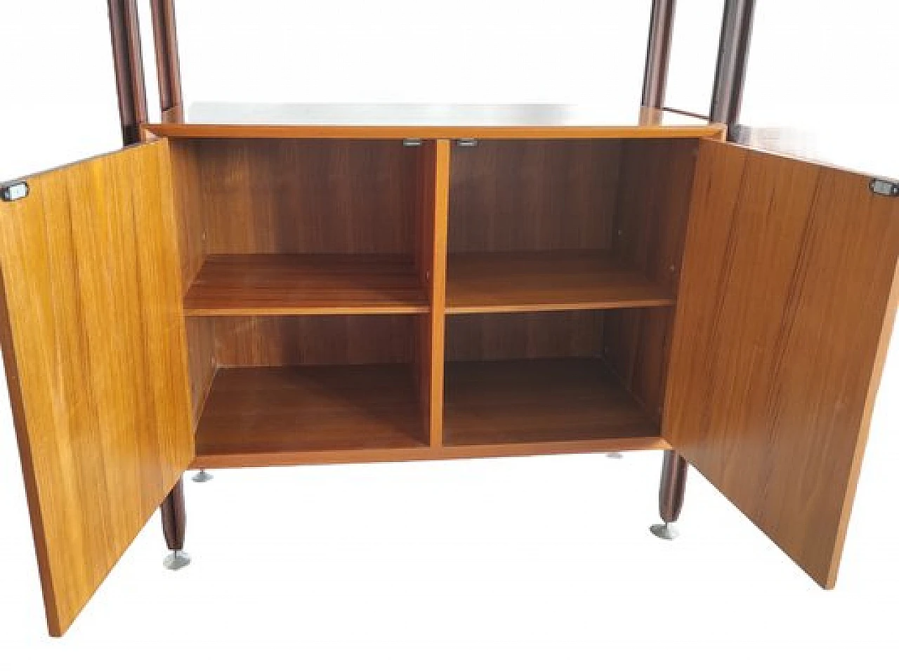 Teak bookcase with drawers & flap desk by George Coslin, 1960s 11
