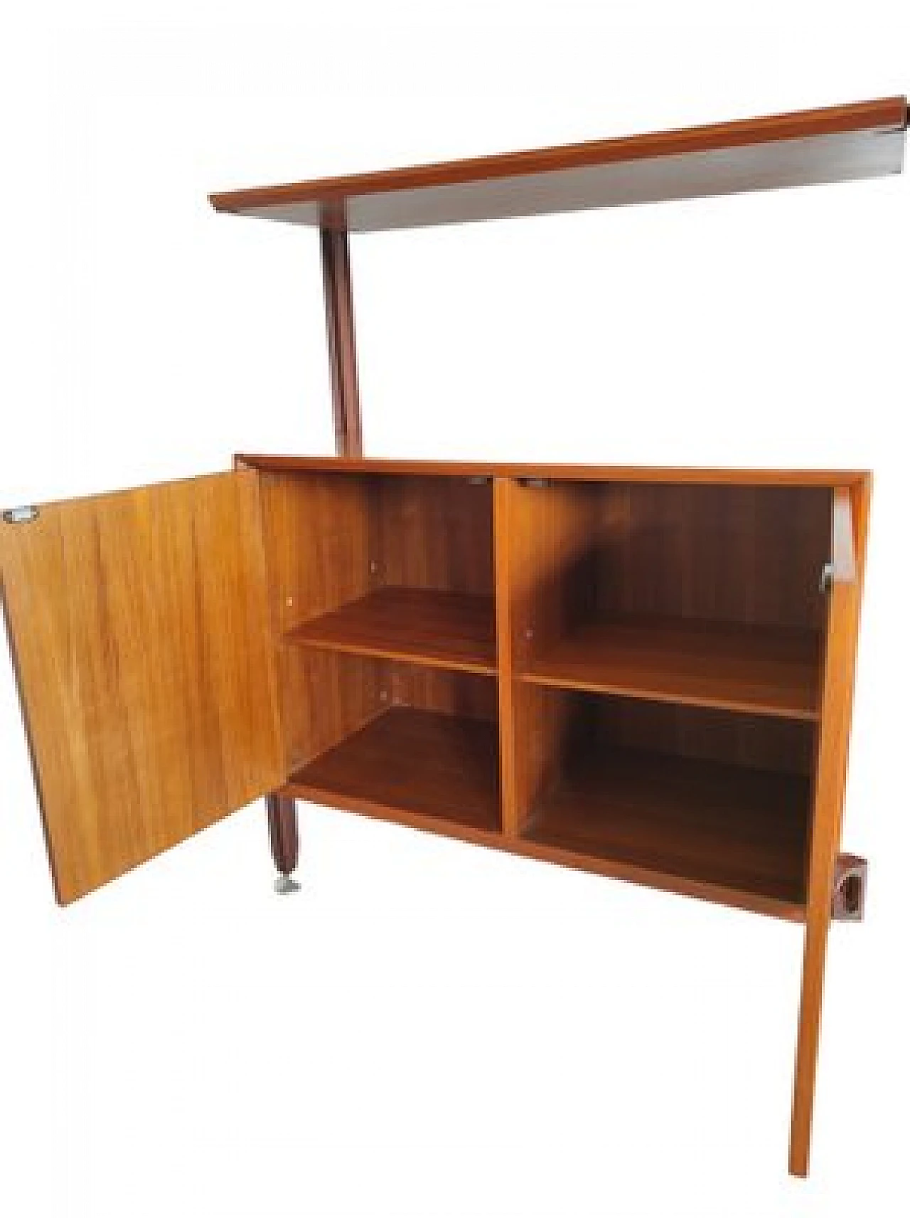 Teak bookcase with drawers & flap desk by George Coslin, 1960s 17
