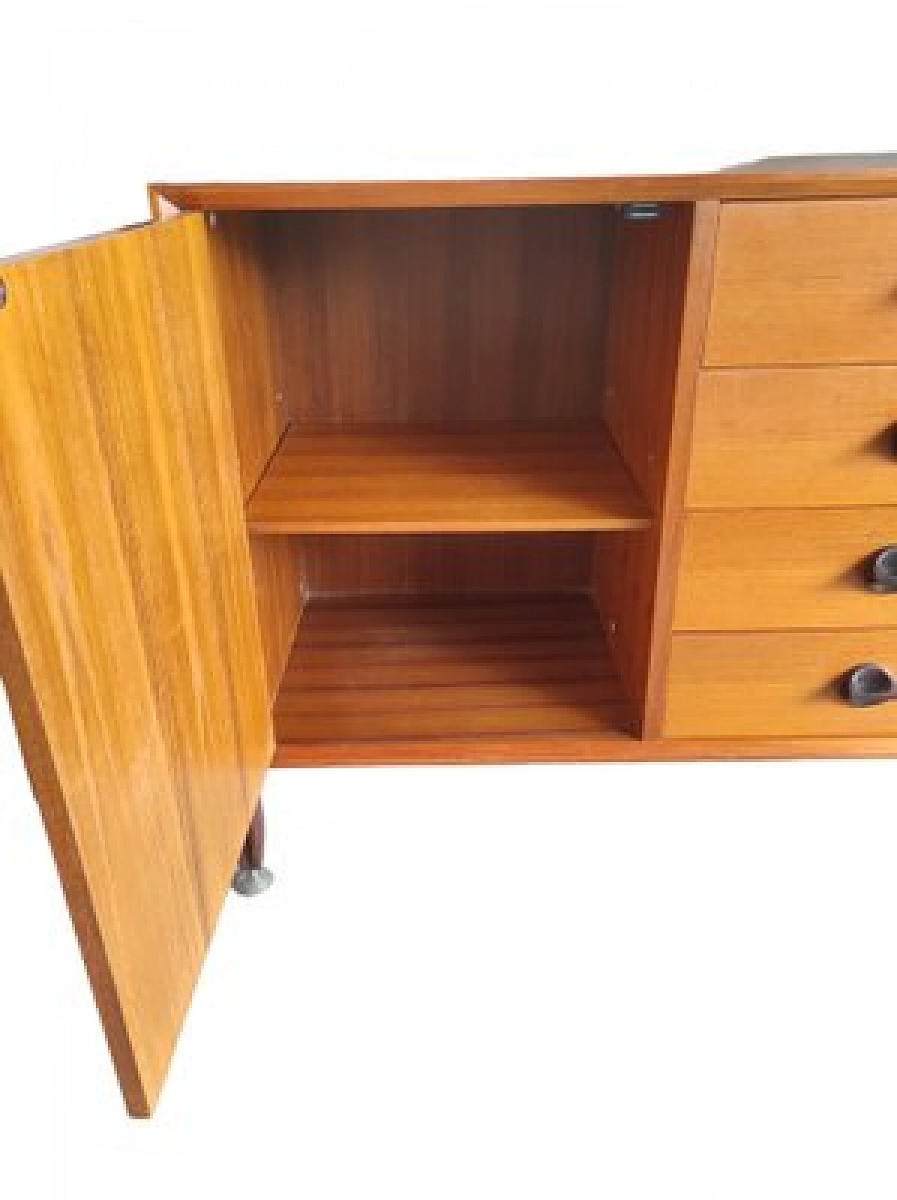 Teak bookcase with drawers & flap desk by George Coslin, 1960s 19
