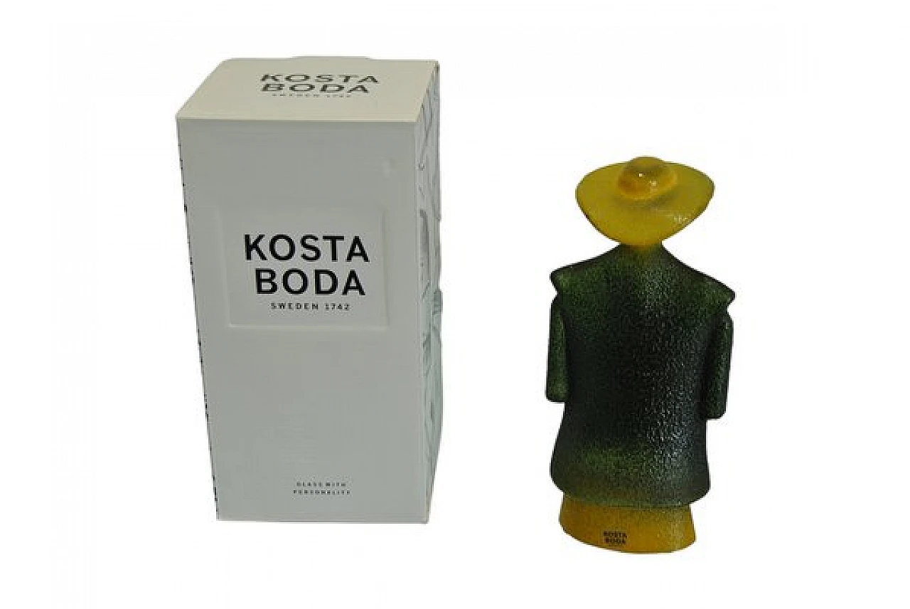 Kjell Engman for Kosta Boda, Green poncho, glass sculpture, 1980s 5