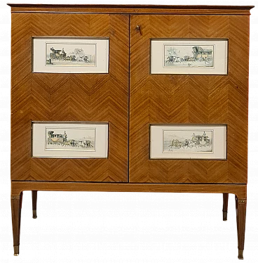 Herringbone rosewood bar cabinet by Paolo Buffa, 1940s
