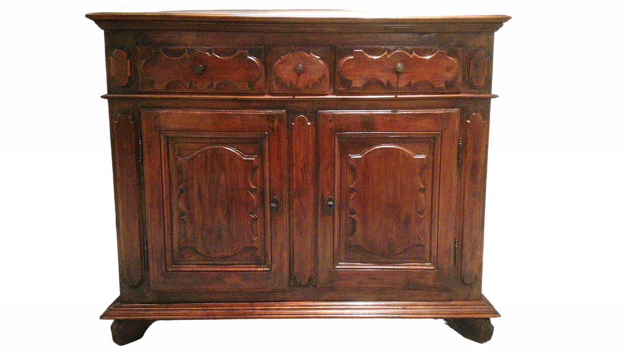 Cherry wood sideboard with geometric decoration, 17th century 4