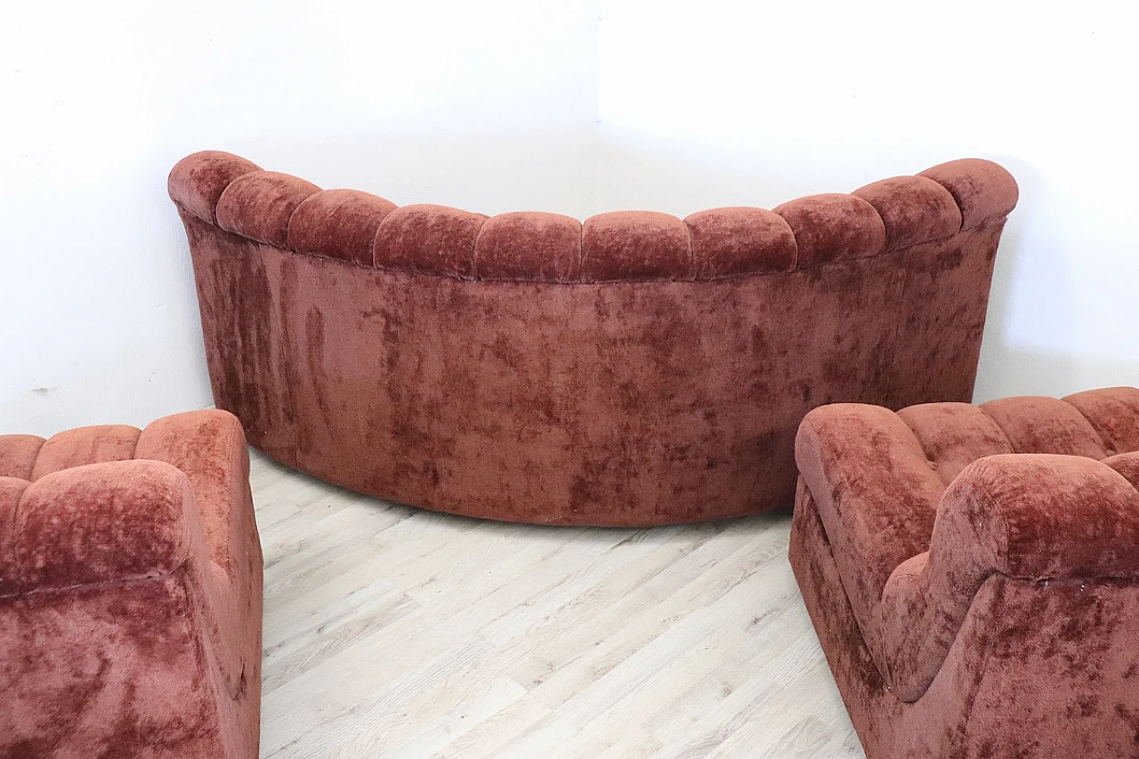 Copper brown velvet modular sofa, 1970s 16