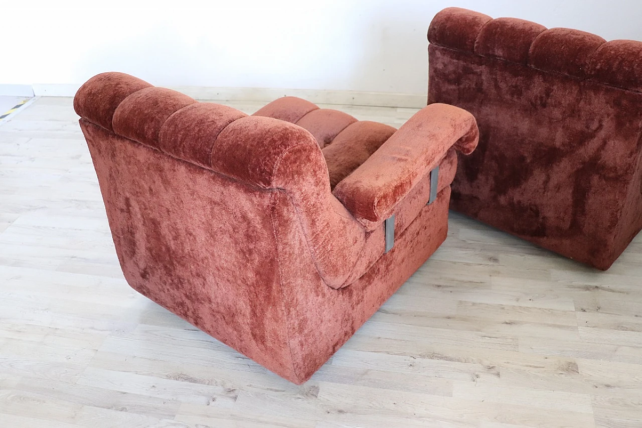 Copper brown velvet modular sofa, 1970s 18