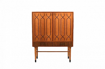 Teak and birch sideboard with black decoration by Ikea, 1950s