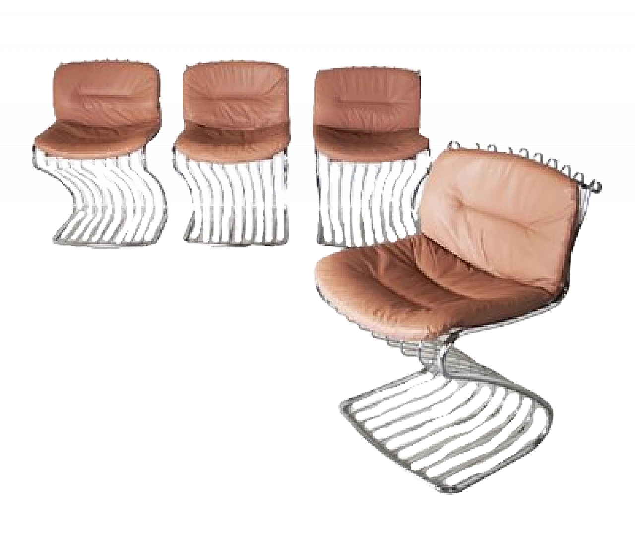 4 Chairs in steel and leather by Gastone Rinaldi for Rima, 1970s 13