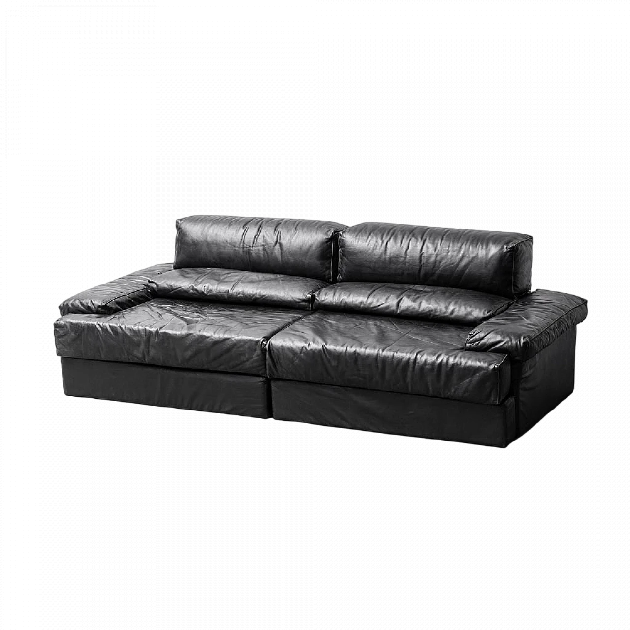 Black leather two-seater modular sofa by Cinova, 1970s 13