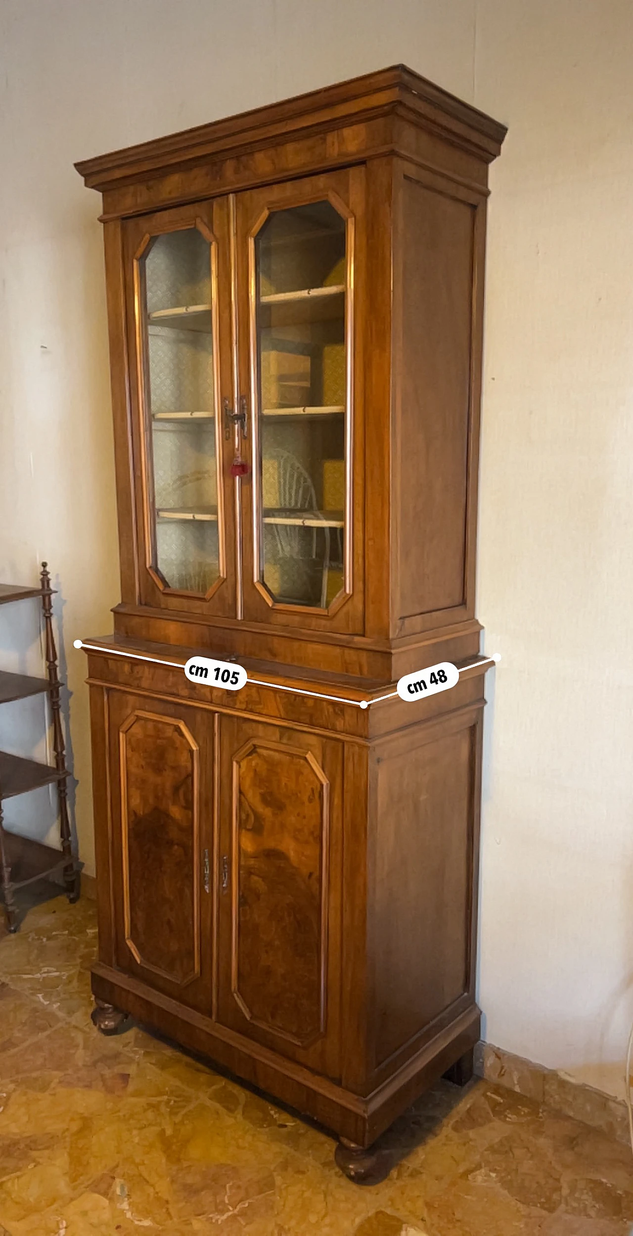 Two-part walnut sideboard in Charles X style, 19th century 1