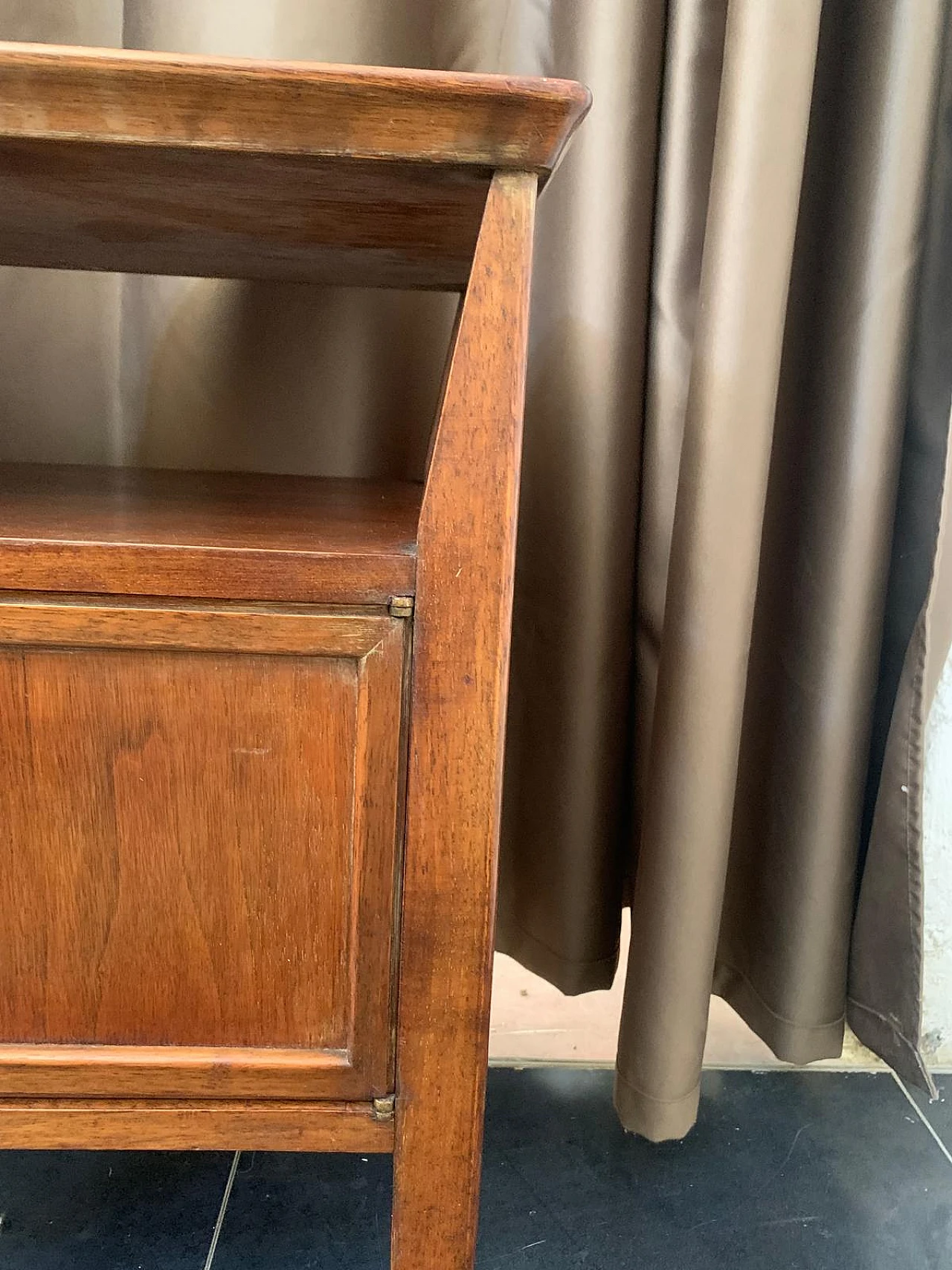 Art Déco bedside table in beech wood with one door, 1940s 8