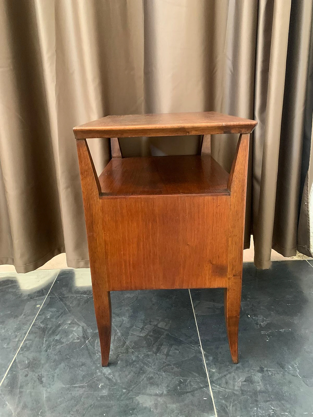 Art Déco bedside table in beech wood with one door, 1940s 10