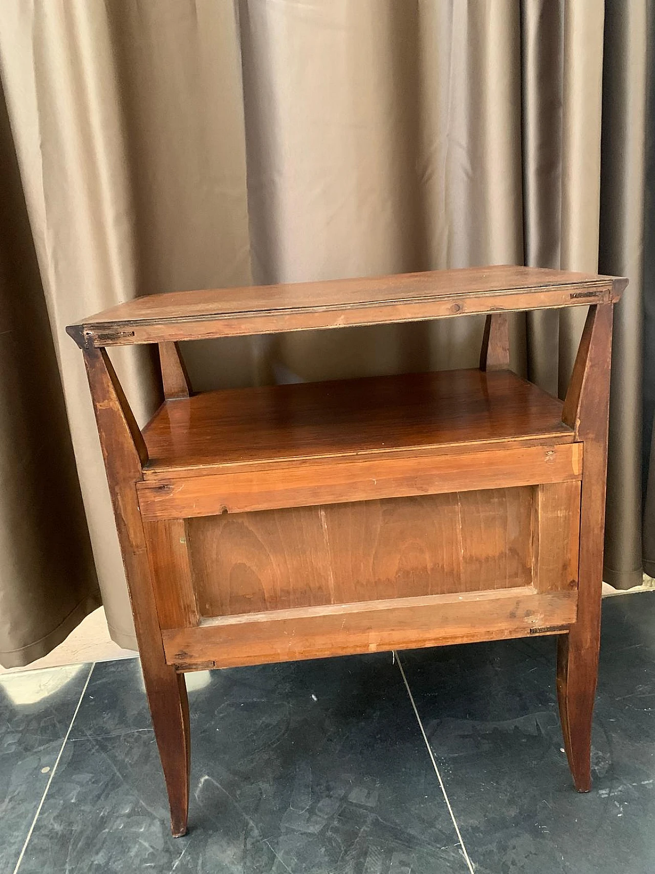 Art Déco bedside table in beech wood with one door, 1940s 12