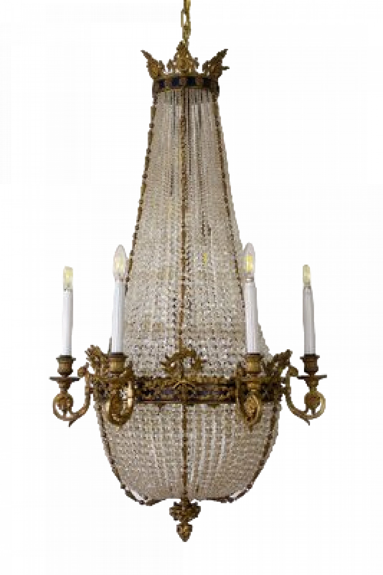 Empire style bronze and crystal chandelier, late 19th century 13